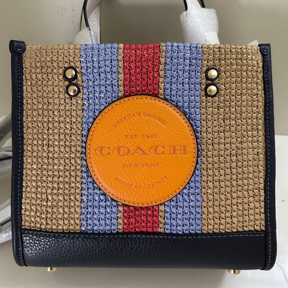 Dempsey Tote 22 In Signature Jacquard With Stripe And Coach Patch